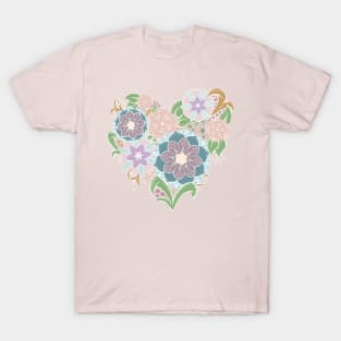 Zentangle Heart - color and white lines T-Shirt